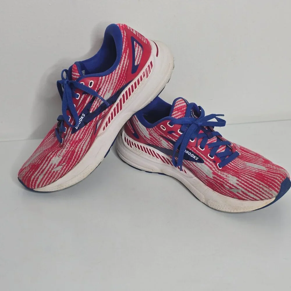 Brooks Womens Adrenaline GTS‎ 23 Sneakers Size 9 B White Blue Red Running Shoes